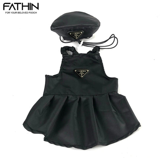 FATHIN Luxury Style Pet Skirt French Bulldog Strap Black Dress for Small Medium Dogs Cats XS-XXL